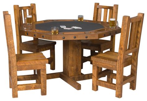 Convertible Poker Dining Table With Chairs - Rustic - Dining Sets - by ...