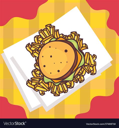 Hamburger and fries Royalty Free Vector Image - VectorStock