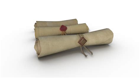 ArtStation - Set of three papyrus scrolls PBR Low-poly 3D model | Resources