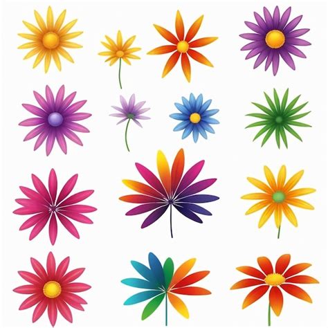 Premium Vector | A collection of colorful flowers with different colors