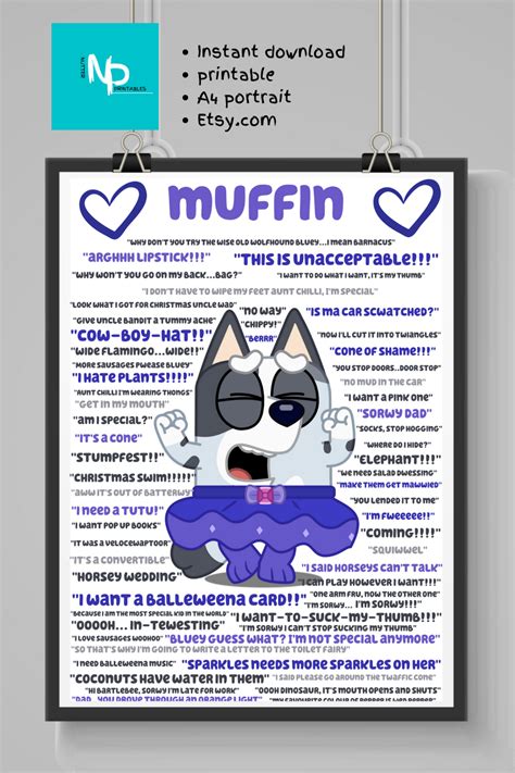 Bluey themed Muffin quotes printable download | Printable quotes, Potty ...