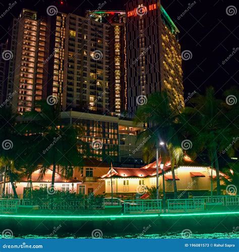 Malacca, Malaysia - January, 01 2020: View of Malacca River at Night, a ...