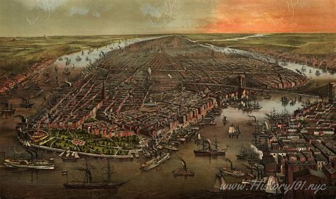 1873 NYC Sunrise: A Historic Panorama of New York Harbor