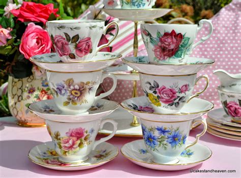 Mismatched Floral Vintage Tea Set with 3 Tiered Cake Stand