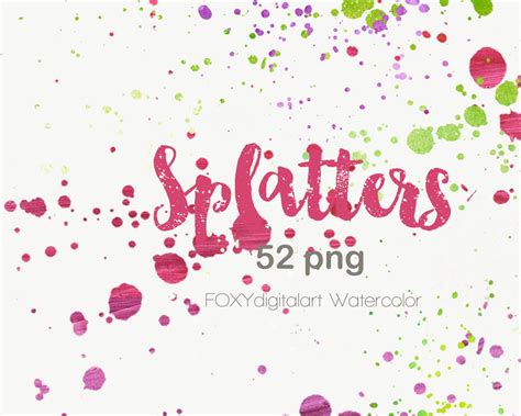 Watercolor Splatter Clipart, Paint Splatter Clipart, Watercolor ...