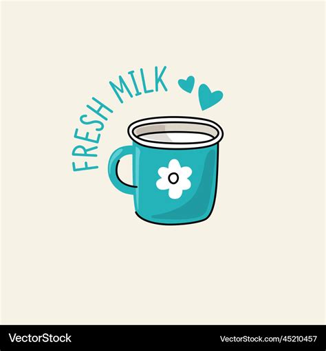 Drawing of a cup with milk Royalty Free Vector Image