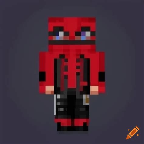 Minecraft skin pixel art creative agent dark red gaming power on Craiyon