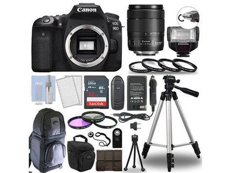 Canon EOS 90D Digital Camera + 18-135 USM Lens & TTL Flash 32GB ...