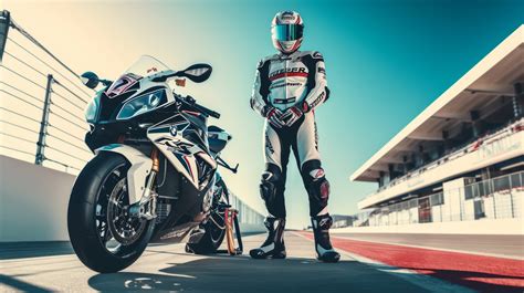 motorcycle racer ready to ride, sportbike rider at racetrack, racing ...