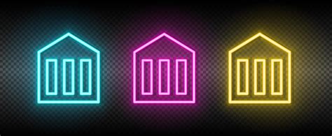 bank, building, business neon vector icon. Illustration neon blue ...