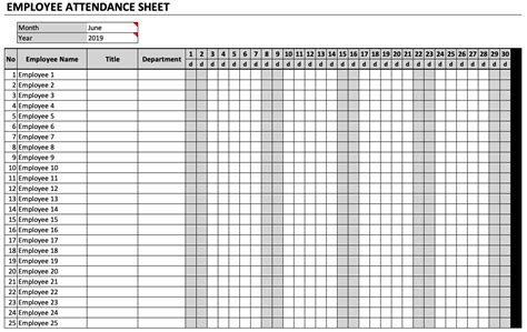 Free Printable Employee Attendance Sheet PDF, Word, Excel Template ...