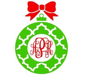 Christmas ornament monogram svg | Etsy