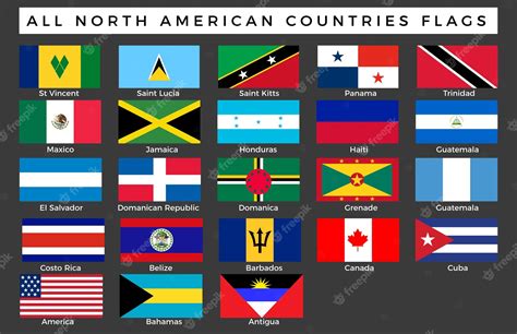 Premium Vector | Set of flags of north american countries vector image