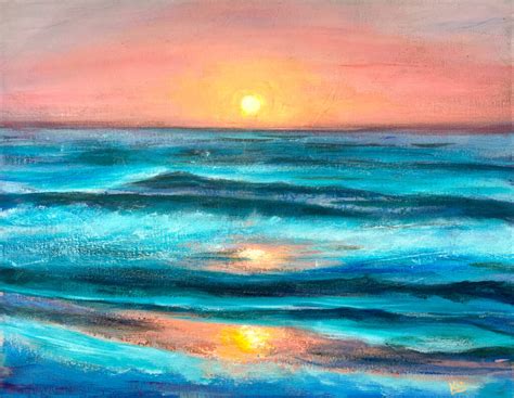 Ocean Painting Acrylic Original "Echoes of Summer" 16 x 20" on Canvas