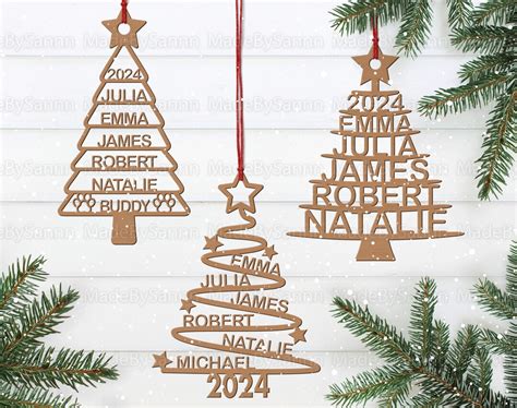 Christmas Name Ornament Tree Bundle Svg, Doodle Tree Svg, Christmas ...