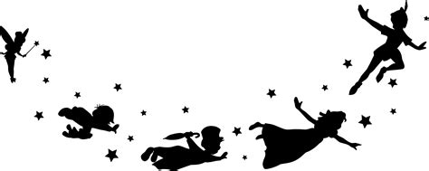 Peter Pan And Friends Flying - Peter Pan Flying Silhouette Png Clipart ...