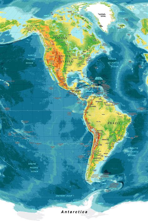 Physical Map Of America - Winna Kamillah