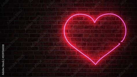 Heart Neon Sign Brick Wall Stock Illustration | Adobe Stock