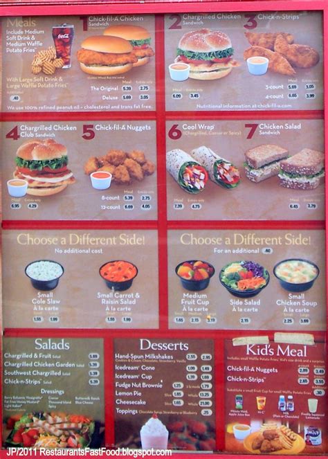 All You Need: Chick Fil a Menu