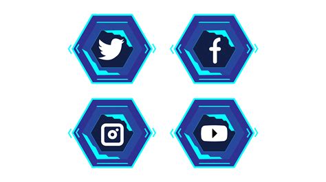 futuristic social media icon twitter facebook instagram youtube logo ...