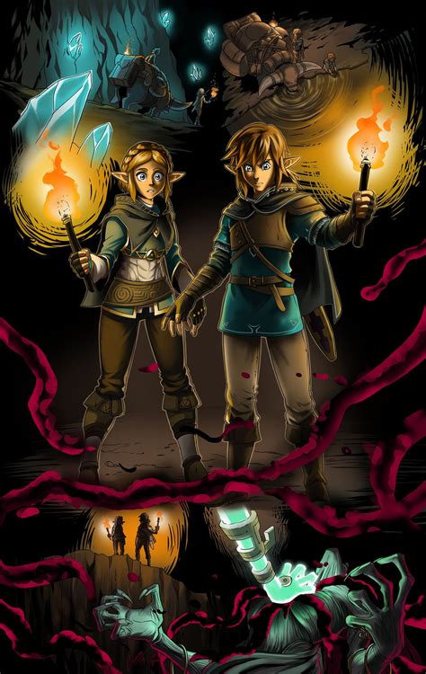 two people standing next to each other holding torches