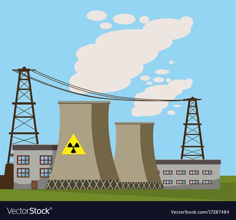 Nuclear power plant icon cartoon style Royalty Free Vector