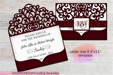 Wedding Bifold Envelope invitation svg laser cut template