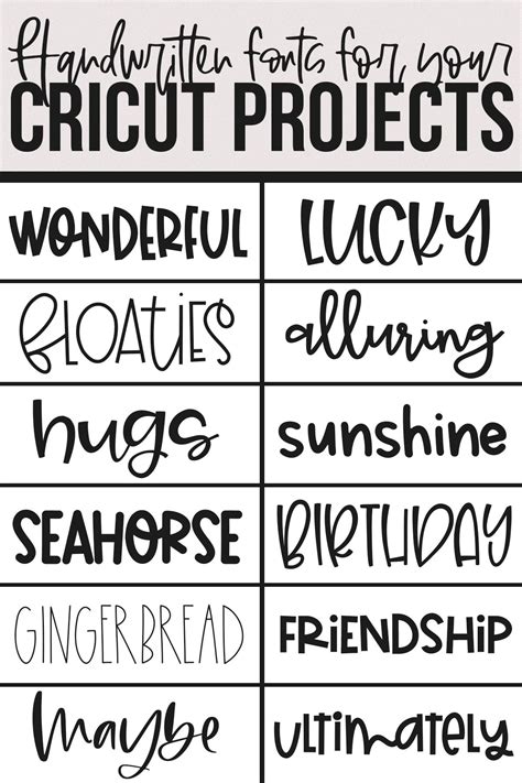 Cricut Design Space Fonts List - CRICKETS