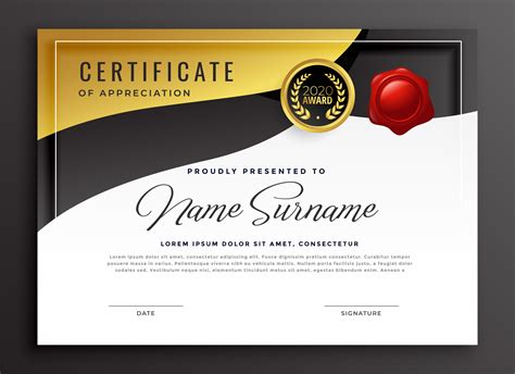 golden certificate of appreciation template - Download Free Vector Art ...