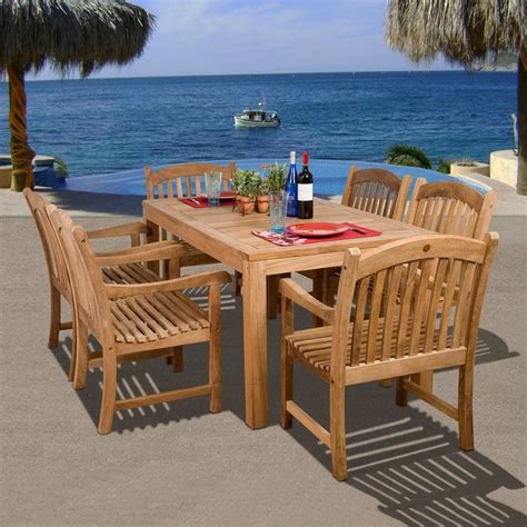 Shop International Home Amazonia Teak 7-Piece Teak Patio Dining Set at ...