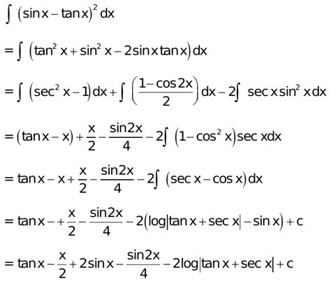 Integration of (sinx tanx) square