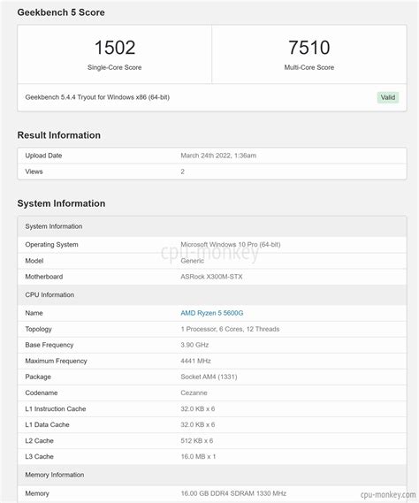 AMD Ryzen 5 5600G Benchmark, Test and specs