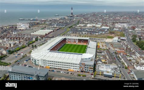 An aerial view of Bloomfield Road on the afternoon that The Seasiders ...