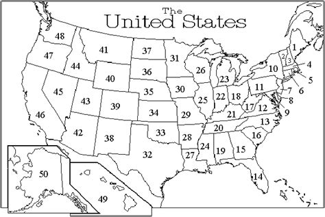 Numbered 50 States Map