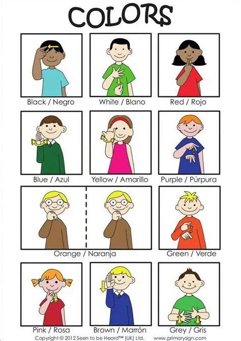 Teach your students how to say the colors in sign language. Good for ...