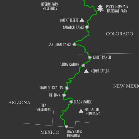 Continental Divide Trail Map | Continental Divide Hiking Trail Print ...