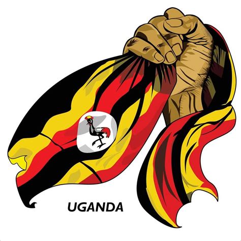 Fisted hand holding Ugandan flag. Vector illustration of lifted Hand ...