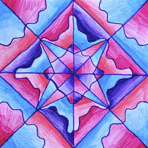 a drawing of a star with many colors