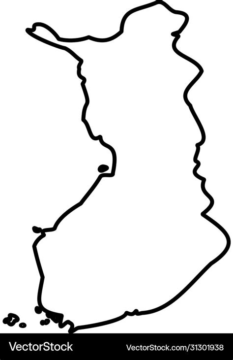 Finland - solid black outline border map Vector Image