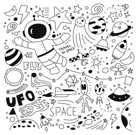 Space doodle set vector illustration Premium Vector #spacedrawings ...