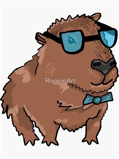 "Capybara Wearing Bow Tie and Glasses" Sticker for Sale by RoserinArt ...