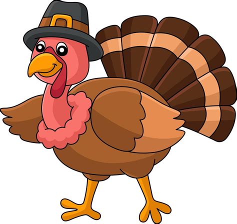 Thanksgiving Turkey Pilgrim Hat Cartoon Clipart 8209208 Vector Art at ...