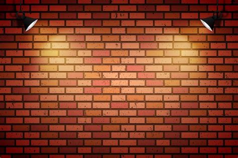 Premium Vector | Brick wall with spot lights