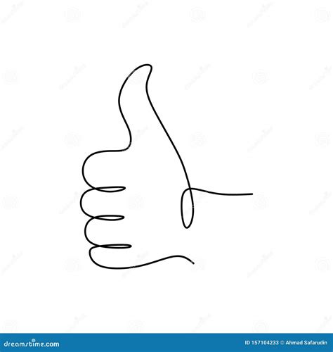 One Line Drawing Thumbs Up Hand Gesture Concept of Fine, Agree, and ...