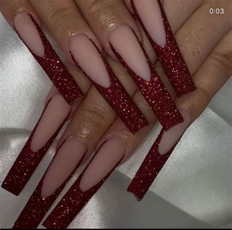 Pin by Saidata Kanu on nails | Red nails glitter, Red acrylic nails ...