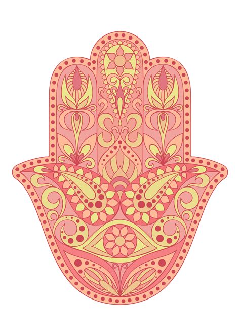 Hamsa Symbol ~ Hamsa Hand Vector Drawn Symbol Color Illustration ...