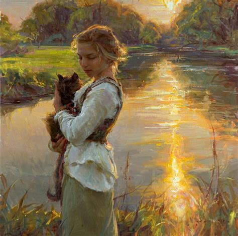 woman with cat painting by daniel gerhartz – boy with a hat