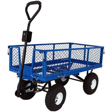 Sunnydaze Heavy-Duty Steel Dump Utility Garden Cart with Removable ...