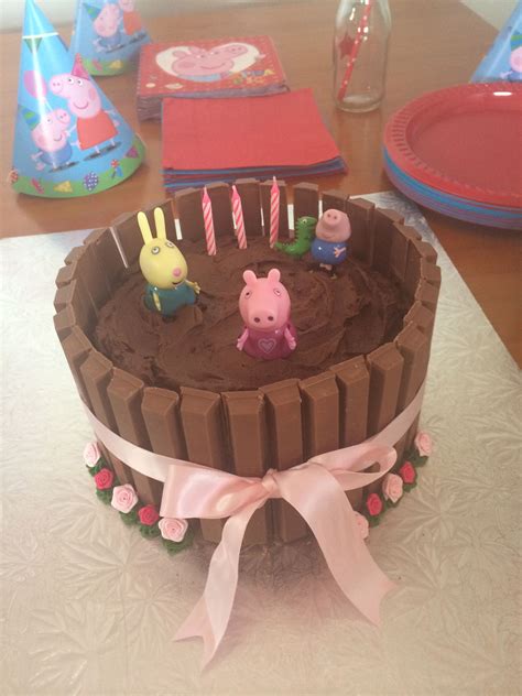 The cake at Scarlett's Peppa Pig Party - plain chocolate cake with ...