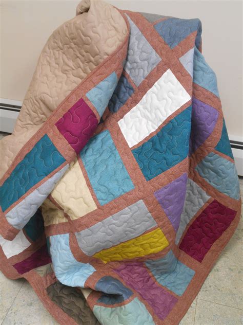 Twin Size Quilt, Warm Colored Large Block Modern Twin Size Quilt 68 X ...